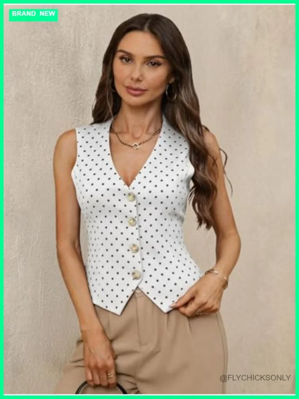 Women's High Stretch Knit Vest Sleeveless V-Neck Button Down Business Casual